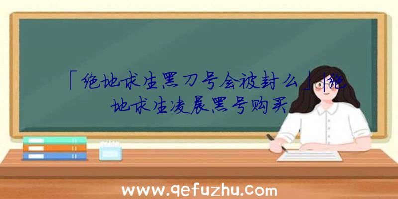 「绝地求生黑刀号会被封么」|绝地求生凌晨黑号购买